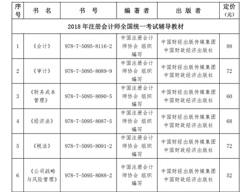 2018注冊(cè)會(huì)計(jì)師官方教材4月15日發(fā)售
