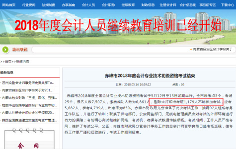 重磅！赤峰竟有1179人因未打印2018年初級(jí)會(huì)計(jì)準(zhǔn)考證不能參加考試