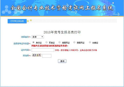 2018吉林初級(jí)會(huì)計(jì)考試報(bào)名表補(bǔ)打入口及鏈接