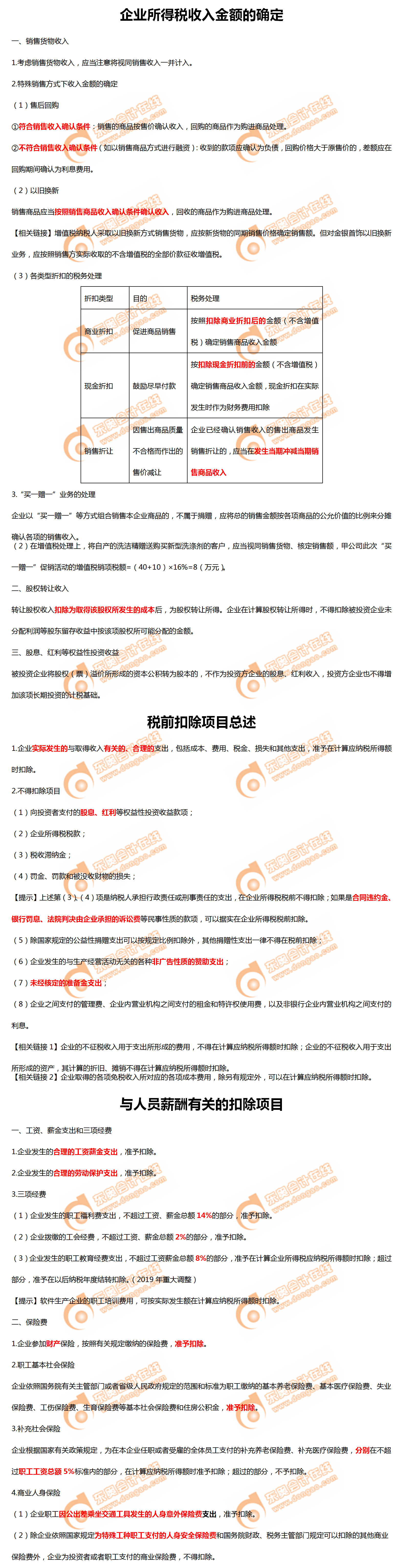 企業(yè)所得稅收入金額的確定