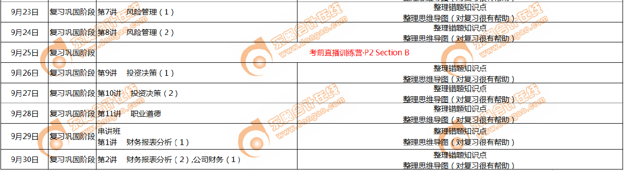 CMA9月份學(xué)習(xí)計劃
