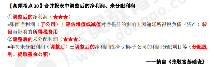 《中級(jí)會(huì)計(jì)實(shí)務(wù)》高頻考點(diǎn)：合并報(bào)表中調(diào)整后的凈利潤(rùn)、未分配利潤(rùn)
