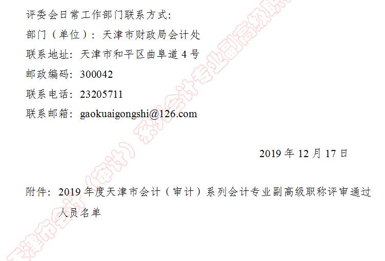 天津市副高級(jí)職稱評(píng)審?fù)ㄟ^(guò)人員名單