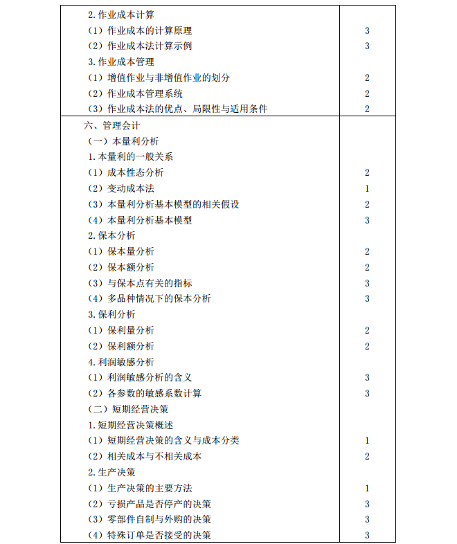 2020年注冊會計師《財務成本管理》考試大綱8