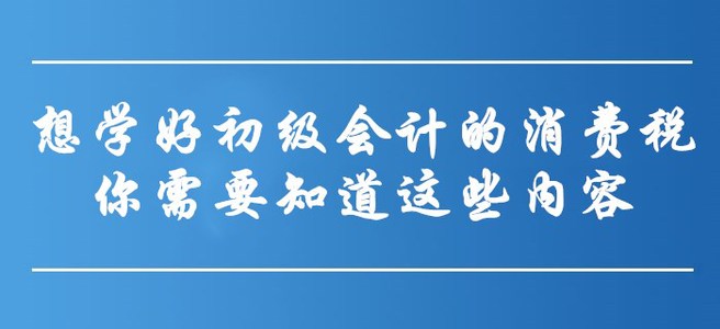 想學(xué)好初級會計的消費稅，你需要知道這些內(nèi)容！