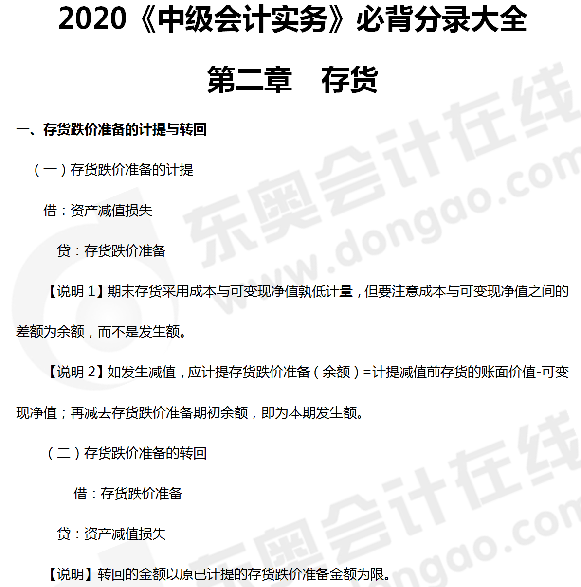 《中級會計實務》必背分錄