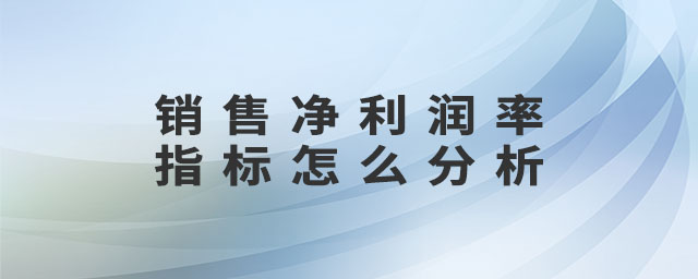 銷售凈利潤率指標(biāo)怎么分析
