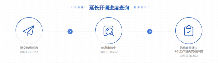 提交后可查看信息和進(jìn)度，3個(gè)工作日內(nèi)審核，7個(gè)工作日內(nèi)開課