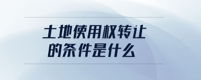 土地使用權轉讓的條件是什么