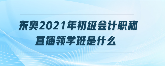東奧2021年初級會計職稱直播領學班是什么