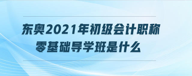 東奧2021年初級會計職稱零基礎(chǔ)導學班是什么