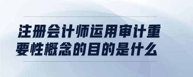 注冊(cè)會(huì)計(jì)師運(yùn)用審計(jì)重要性概念的目的是什么