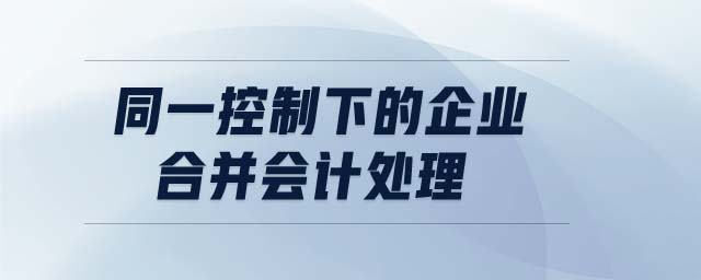 同一控制下的企業(yè)合并會(huì)計(jì)處理