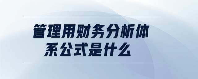 管理用財務分析體系公式是什么