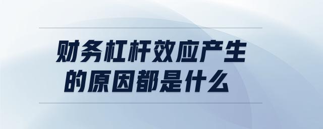 財務杠桿效應產生的原因都是什么