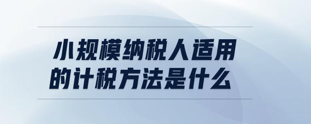 小規(guī)模納稅人適用的計稅方法是什么