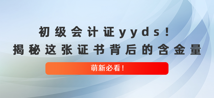 初級會計證yyds！揭秘這張證書背后的含金量，萌新必看！