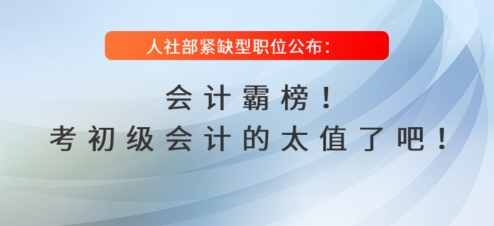人社部緊缺型職位公布：會(huì)計(jì)霸榜！考初級(jí)會(huì)計(jì)的太值了吧！