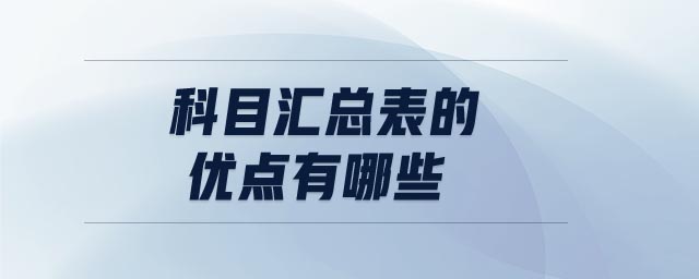 科目匯總表的優(yōu)點(diǎn)有哪些