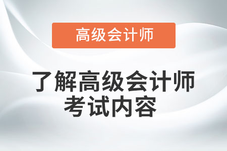 了解高級(jí)會(huì)計(jì)師考試內(nèi)容