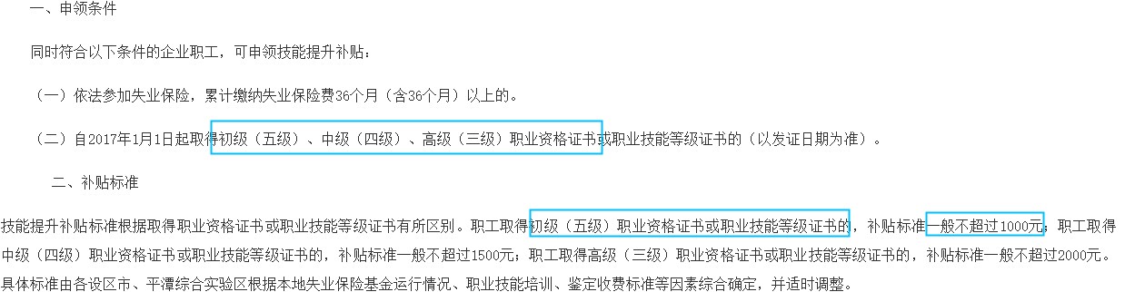 福建技能提升補貼標(biāo)準