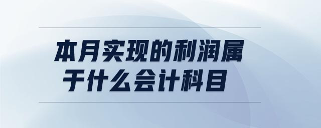 本月實現(xiàn)的利潤屬于什么會計科目