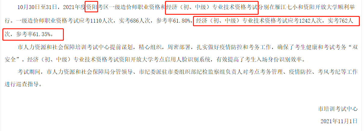資陽2021中級經(jīng)濟(jì)師參加考試人數(shù)