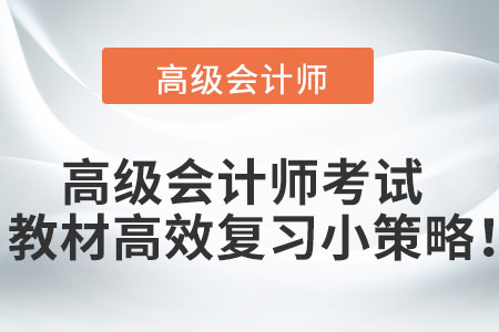 高級會(huì)計(jì)師考試教材高效復(fù)習(xí)小策略！