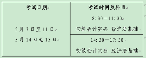 初級(jí)會(huì)計(jì)考試時(shí)間