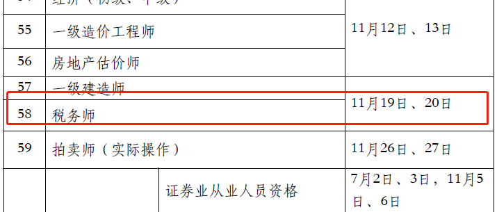 稅務師考試時間