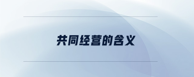 共同經(jīng)營的含義
