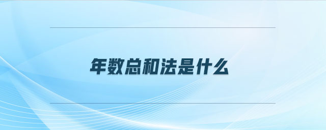 年數(shù)總和法是什么