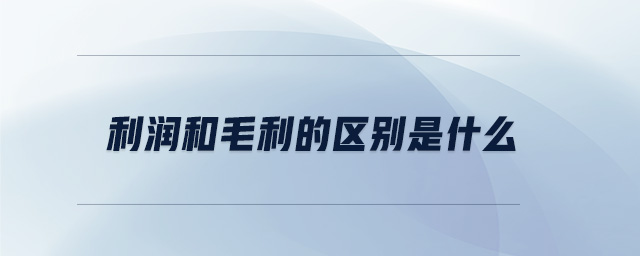 利潤和毛利的區(qū)別是什么