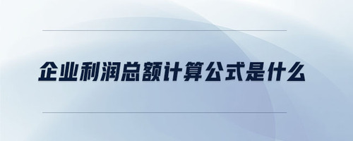 企業(yè)利潤總額計(jì)算公式是什么