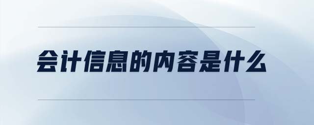 會計信息的內(nèi)容是什么