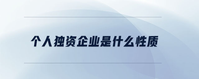 個人獨資企業(yè)是什么性質(zhì)