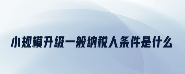 小規(guī)模升級(jí)一般納稅人條件是什么