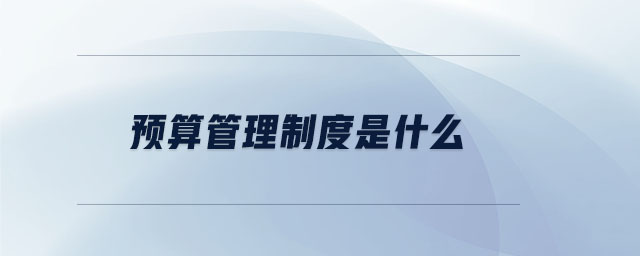 預(yù)算管理制度是什么