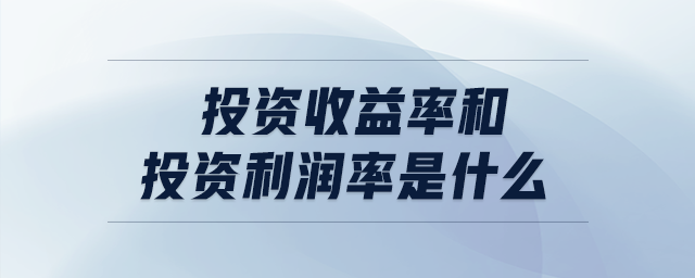 投資收益率和投資利潤率是什么