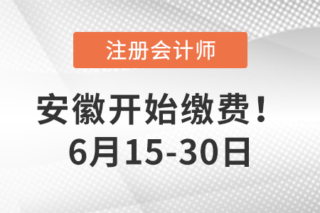 2022年安徽注會繳費時間6月15日開始！繳費從速！