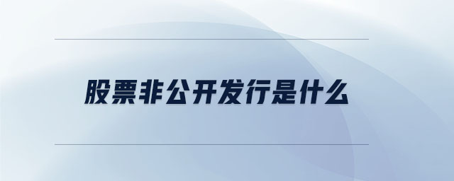 股票非公開(kāi)發(fā)行是什么