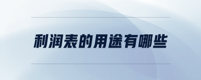利潤表的用途有哪些