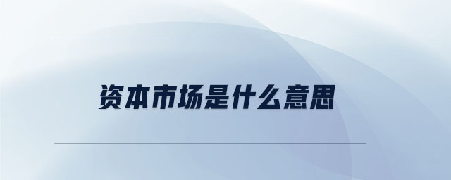 資本市場是什么意思
