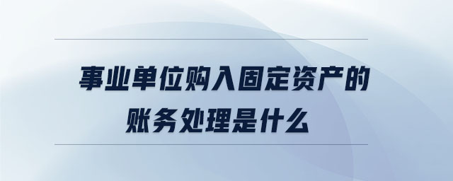 事業(yè)單位購(gòu)入固定資產(chǎn)的賬務(wù)處理是什么