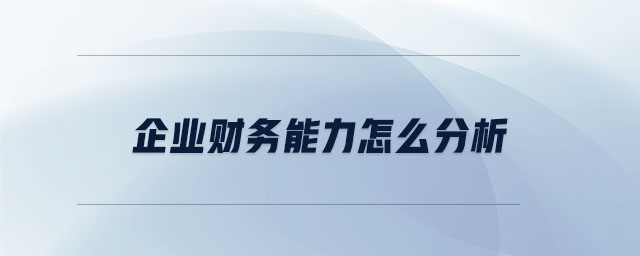 企業(yè)財務能力怎么分析