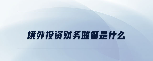 境外投資財務(wù)監(jiān)督是什么