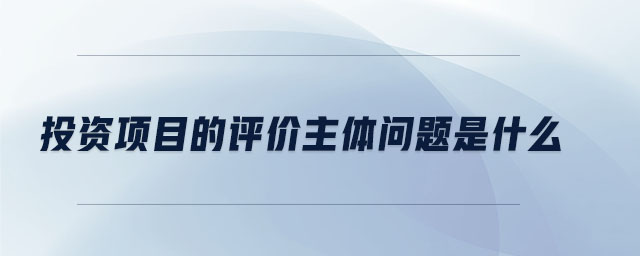投資項(xiàng)目的評價(jià)主體問題是什么