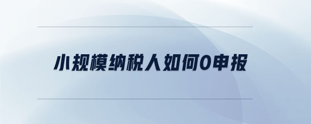 小規(guī)模納稅人如何0申報(bào)