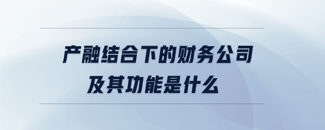 產(chǎn)融結(jié)合下的財務(wù)公司及其功能是什么