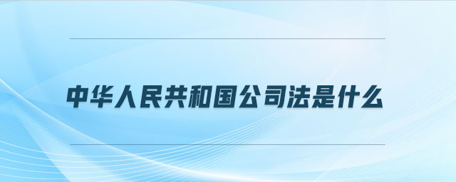 中華人民共和國(guó)公司法是什么